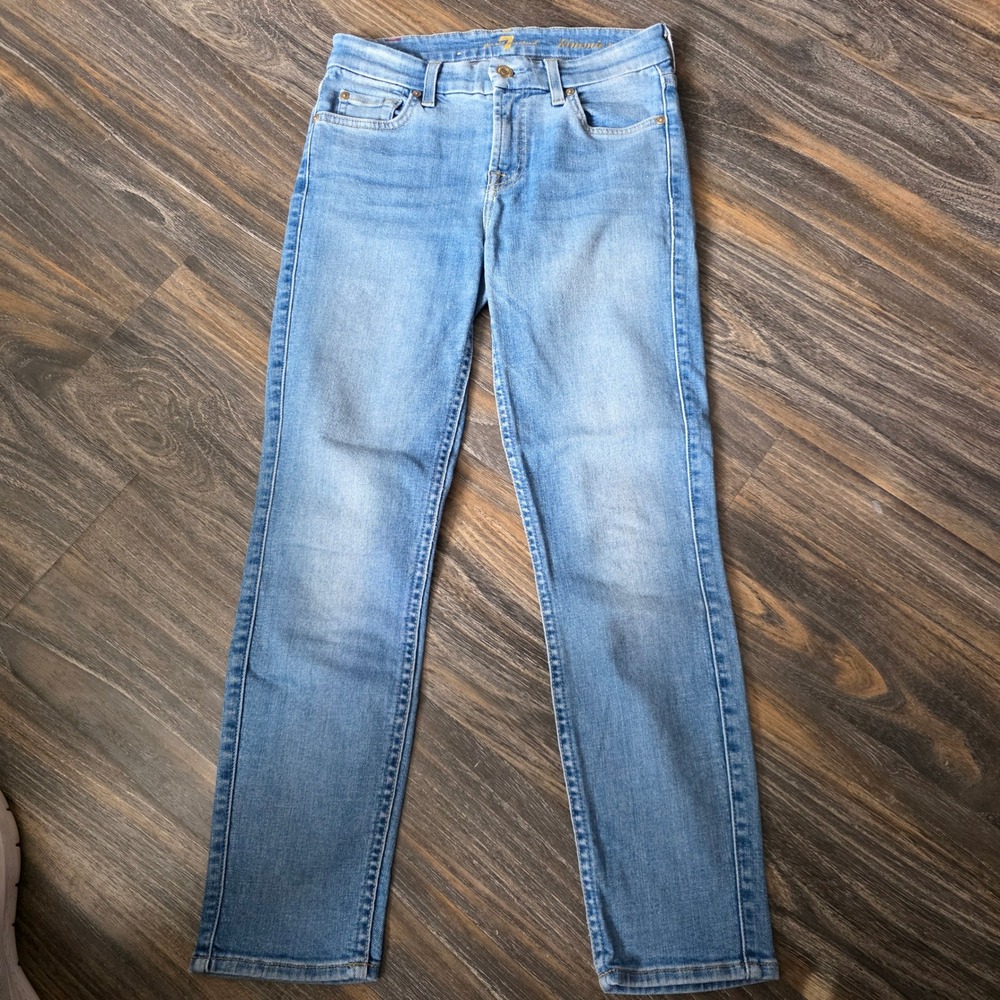 7 For All Mankind Kimmie Crop‎ Jeans Light Wash Straight Leg Size 26 USA Made